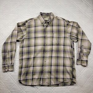 Hobbs Creek green/black plaid long sleeve flannel button‎ front shirt size XL